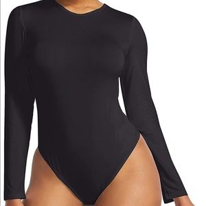 Woman Bodysuit Long Sleeve Top Body Suit- Black NWOT
